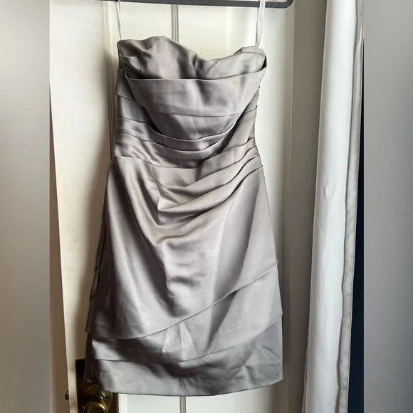 david bridal silver dresses Brocade Strapless Ball Gown Wedding Dress